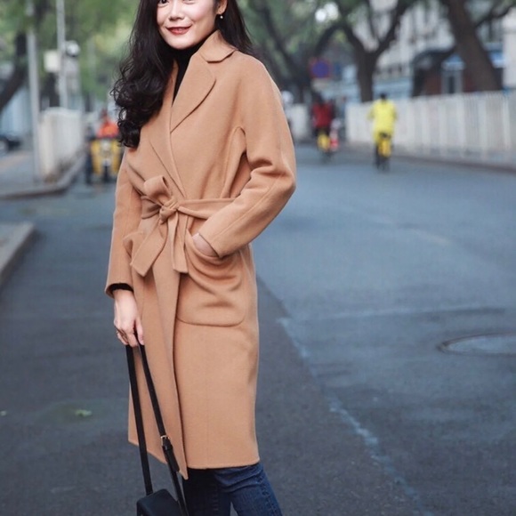 Classic Camel Hair Wool Wrap Coat - Picture 7 of 10